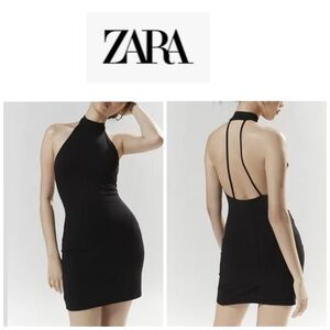 Zara Black Backless  Halter Dress M